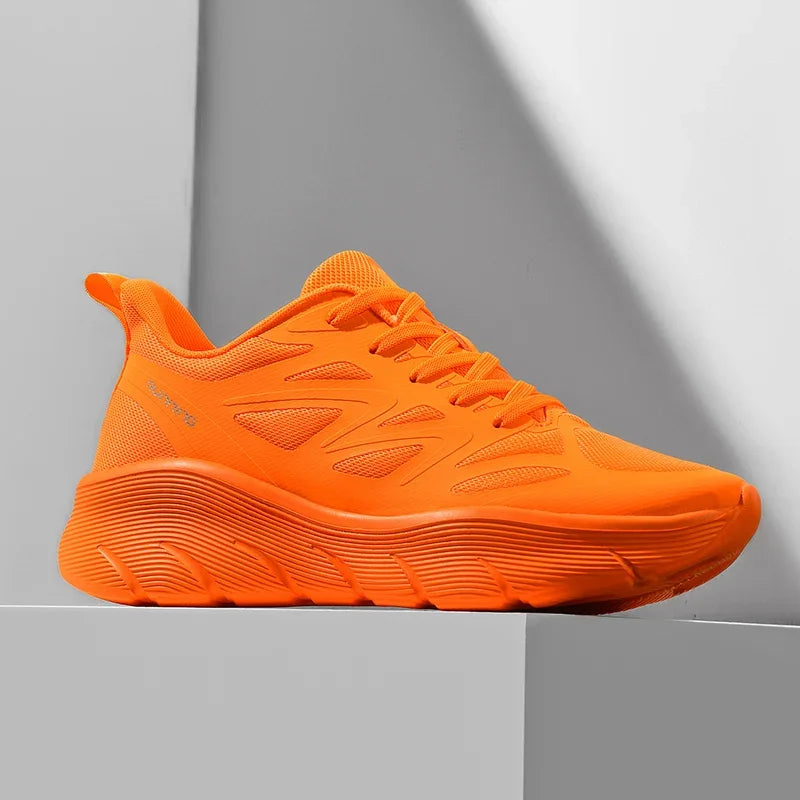 Baskets de Course Respirantes a Semelle epaisse orange1