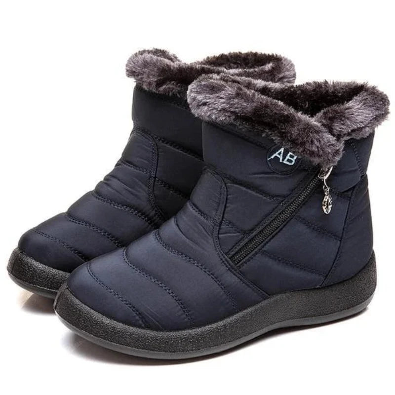 Bottes Matelassées d’Hiver Imperméables avec Fourrure – Style et Confort A&B™-bleu