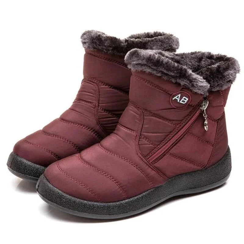 Bottes Matelassées d’Hiver Imperméables avec Fourrure – Style et Confort A&B™-rouge1