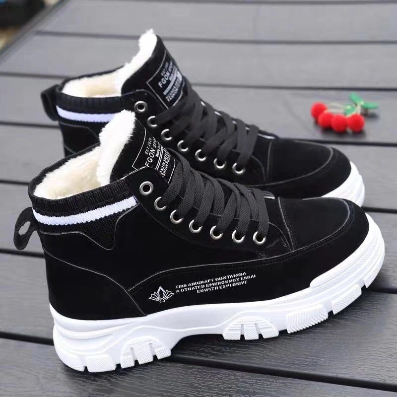 Bottes dhiver en coton a semelles epaisses et chaudes-femme noir