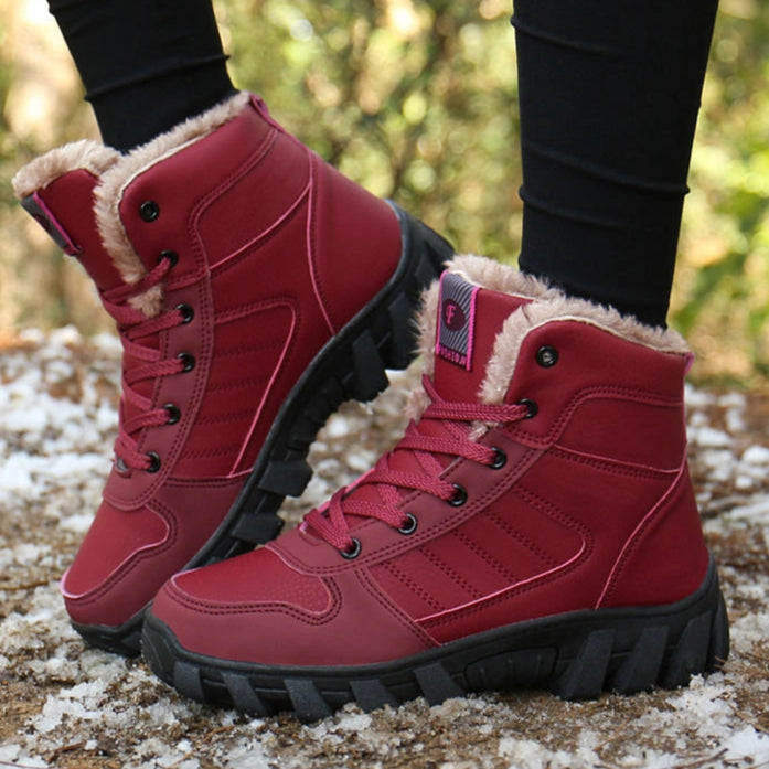 Bottines dHiver Impermeables avec Doublure de Fourrure - Unisexe rouge2