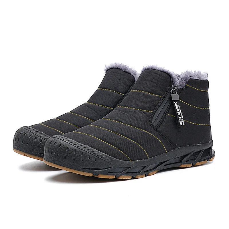Bottines d'Hiver en Fourrure Douce et Antiderapantes - Unisexe noir