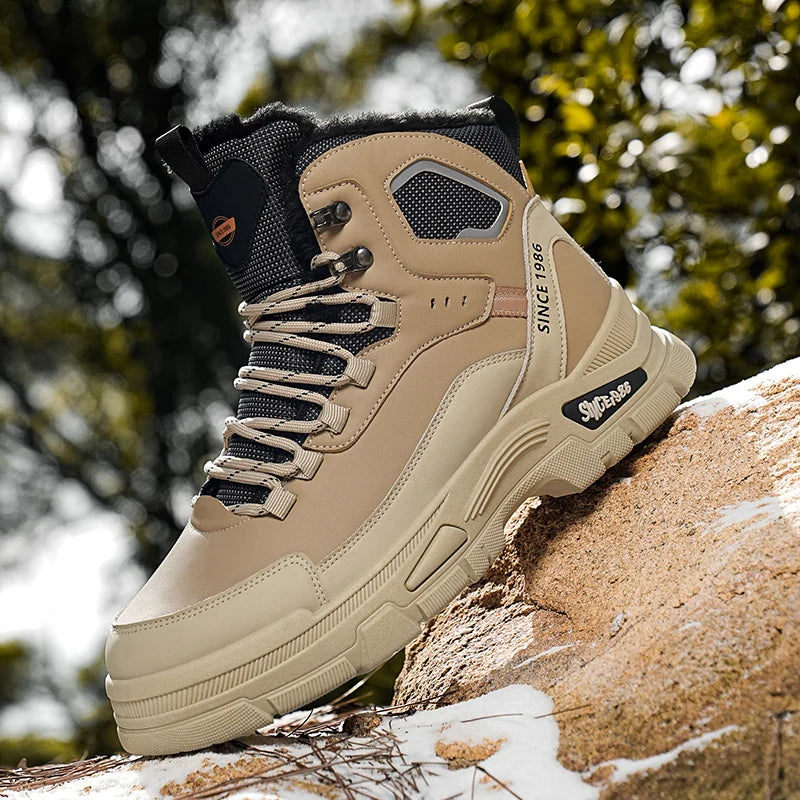Bottines de Randonnee Chaudes, Impermeables et Confortables - Pour Hommes kaki2