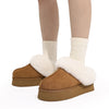 Chaussons d'Hiver Chaudes Fourrees marron1