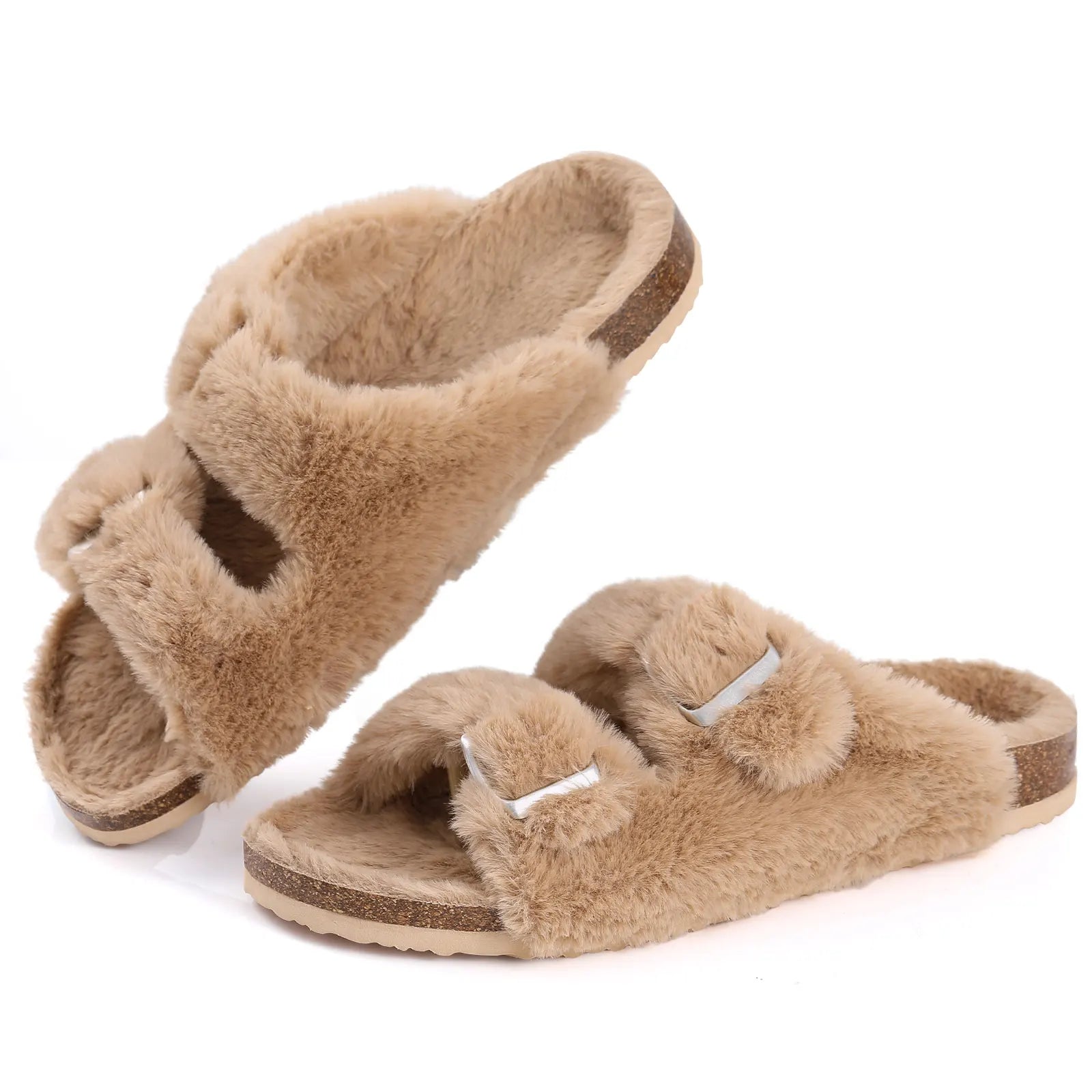 Sandales Boston classiques pelucheuses pour femmes