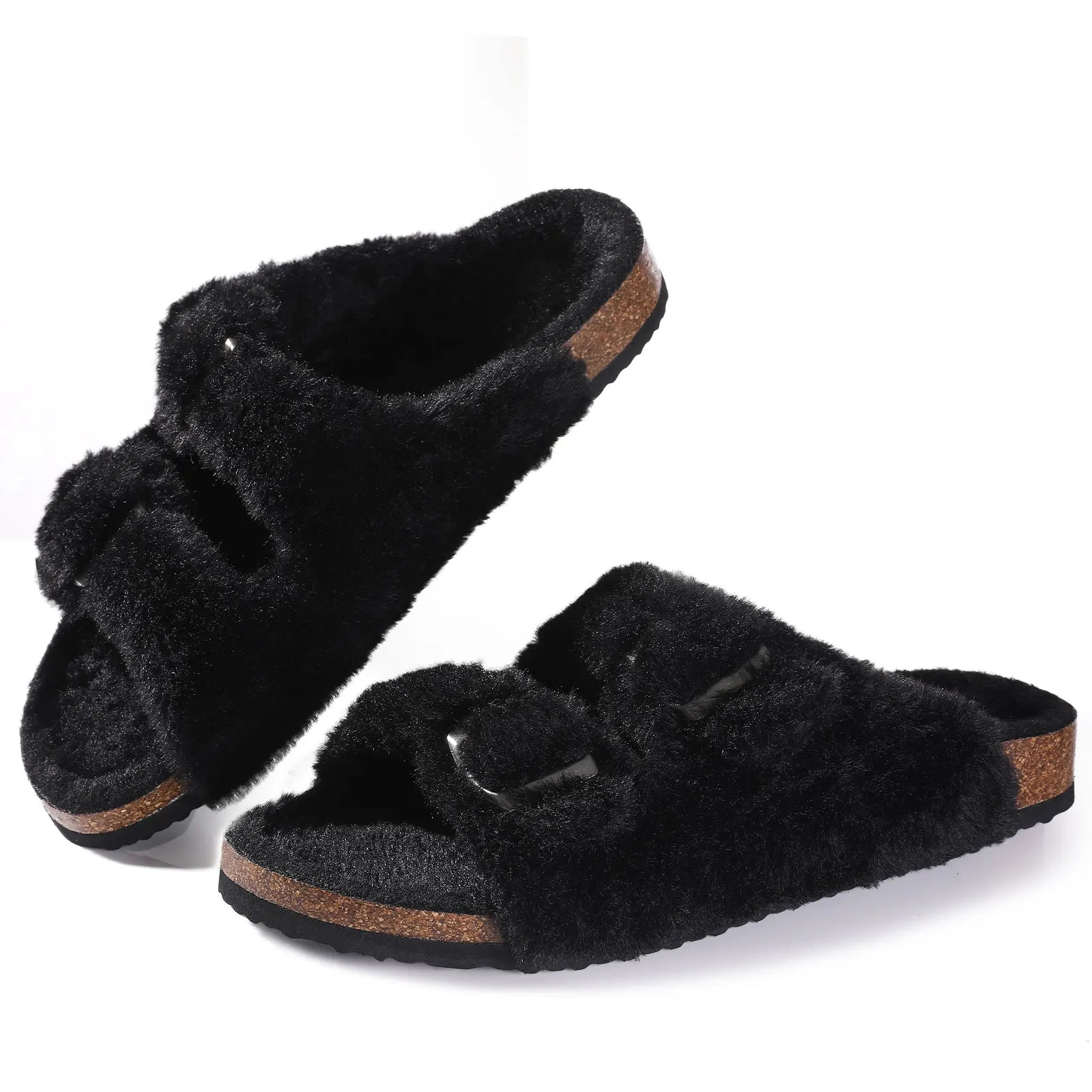 Sandales Boston classiques pelucheuses pour femmes