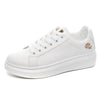 Women's White Breathable Embroidered Flower Sneakers 