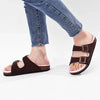 Sandales Doublees en Fourrure avec Double Bride cafe1