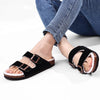 Sandales Doublees en Fourrure avec Double Bride noir1