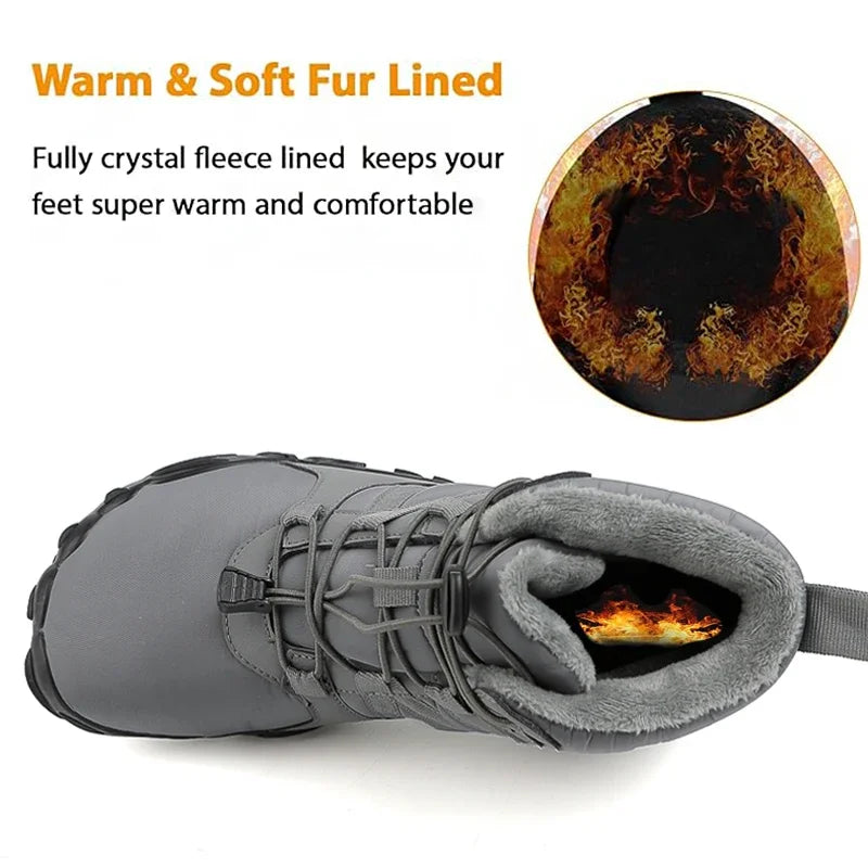 Waterproof winter barefoot boots with fur lining