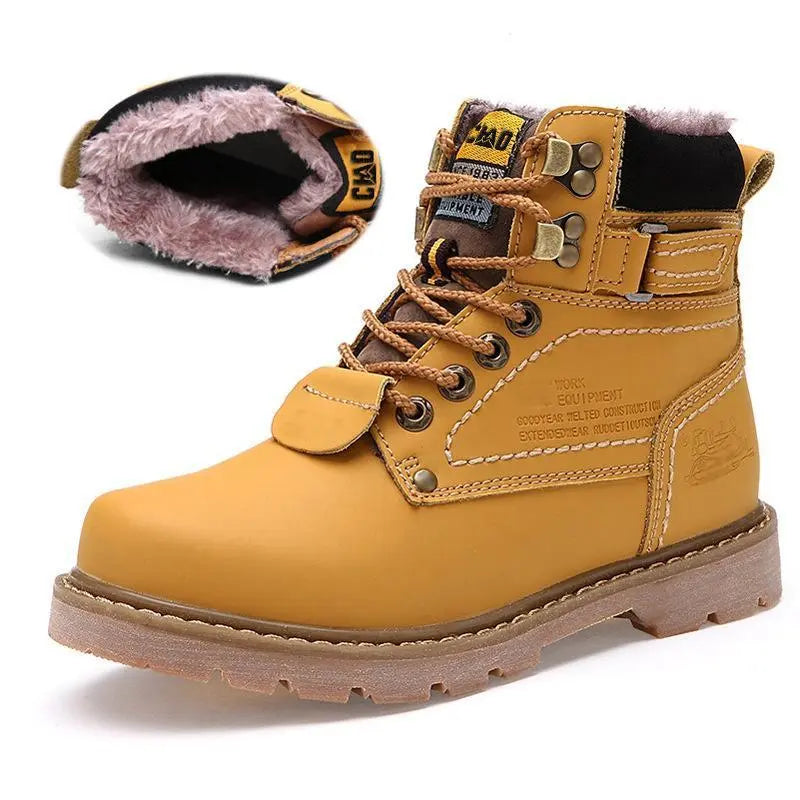 bottes-dhiver-retro-avec-ou-sans-fourrure-confort-et-resistance-unisexe jaune avec fourrure